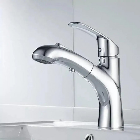 Baterie Lavoar cu Dus Extractibil, Alama Sanitara, Crom, OD/2030 [1]