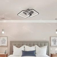 Lustra LED cu telecomanda ZOE 39W, 2 Patrate, lumina Rece/Calda/Neutra, Dimabila, Negru