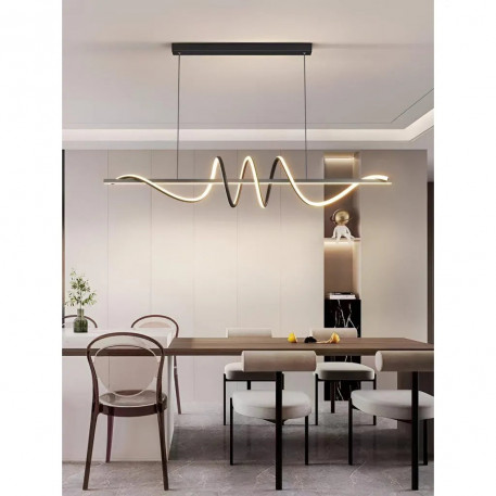 Lustra LED suspendata cu telecomanda RIBBON 66W, Liniara, lumina Rece/Calda/Neutra, Dimabila, Negru, Inaltime Reglabila [1]