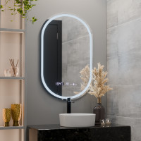Oglinda LED Ovala, 50x80cm, Eminence MotionGlow Marcello, Sistem Dezaburire, Ceas & Termometru, Dimabila Oglinda LED Ovala, 50x80cm, Eminence MotionGlow Marcello, Sistem Dezaburire, Ceas & Termometru, Dimabila