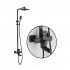 Coloana de dus, Inox, Para Patrata, Efect Ploaie, 3 Functii, Montare Pe Perete, Negru Satin, Accesorii Incluse, HS007 [3]