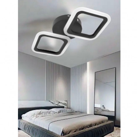 Lustra LED PULSARIS 22W, 2 Patrate, lumina Rece/Calda/Neutra, Negru [1]