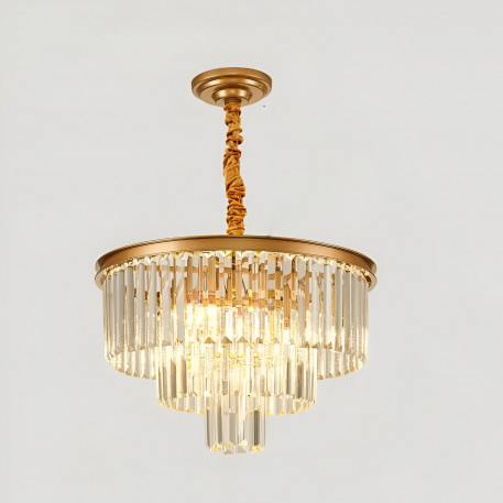 Candelabru Cristal CHAMBORD Petito 3xE14, Diametru 28cm, Auriu Mat, Inaltime Reglabila [1]