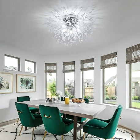 Candelabru Cristal RONDO Vivace, 5x G9, Diametru 40cm, Argintiu Lucios [1]