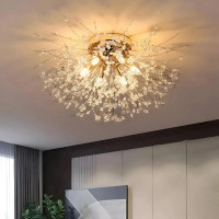 Candelabru Cristal RONDO Vivace, 5x G9, Diametru 40cm, Auriu Lucios