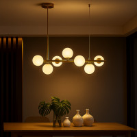 Lustra cu bec moderna LOFT Pavilion, 7x G9, Auriu, Metal, Inaltime Reglabila Lustra cu bec moderna LOFT Pavilion, 7x G9, Auriu, Metal, Inaltime Reglabila