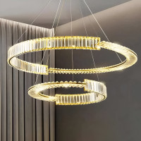 Lustra LED suspendata cu telecomanda si cristal PRISM REGAL 120W, 2 Cercuri, lumina Rece/Calda/Neutra, Dimabila, Auriu, Inaltime Reglabila Lustra LED suspendata cu telecomanda si cristal PRISM REGAL 120W, 2 Cercuri, lumina Rece/Calda/Neutra, Dimabila, Auriu, Inaltime Reglabila