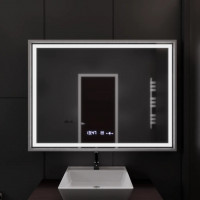 Oglinda LED Rectangulara, 120x80cm, Verite Imperial Silver Motion Glow Marcello, Sistem Dezaburire, Ceas & Termometru, Dimabila