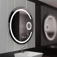 Oglinda LED Rotunda, 70cm, Visio MotionGlow Marcello, Sistem Dezaburire, Ceas & Termometru, Lupa Cosmetica, Dimabila