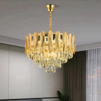 Candelabru Cristal BUCKINGHAM Eleganza 7x E14, Diametru 49cm, Auriu Lucios, Inaltime Reglabila Candelabru Cristal BUCKINGHAM Eleganza 7x E14, Diametru 49cm, Auriu Lucios, Inaltime Reglabila