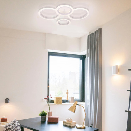 Lustra LED cu telecomanda BETTY 44W, 4 Cercuri, lumina Rece/Calda/Neutra, Dimabila, Alb [1]