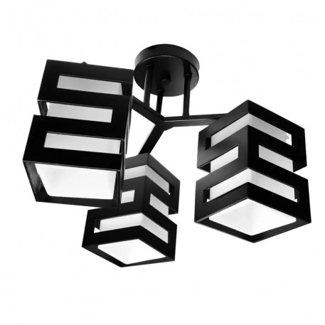 Lustra VANJA cu Abajur Patrat, 3 X Dulie E27 Alb / Negru [1]