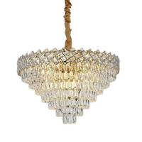 Candelabru Cristal WINDSOR Supremo 16xE27, Diametru 80cm, Auriu Lucios, Inaltime Reglabila