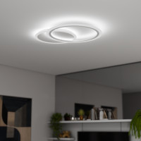 Lustra LED cu telecomanda LUCY 40W, 2 Cercuri, lumina Rece/Calda/Neutra, Dimabila, Alb