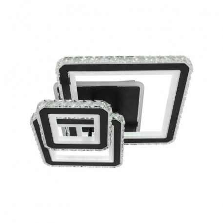 Lustra LED cu telecomanda si cristal LEILA 154W, 3 Patrate, lumina Rece/Calda/Neutra, Dimabila, Negru Crom Lucios [1]