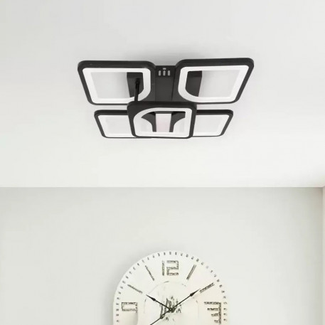 Lustra LED cu telecomanda ZOE 68W, 5 Patrate, lumina Rece/Calda/Neutra, Dimabila, Negru [1]