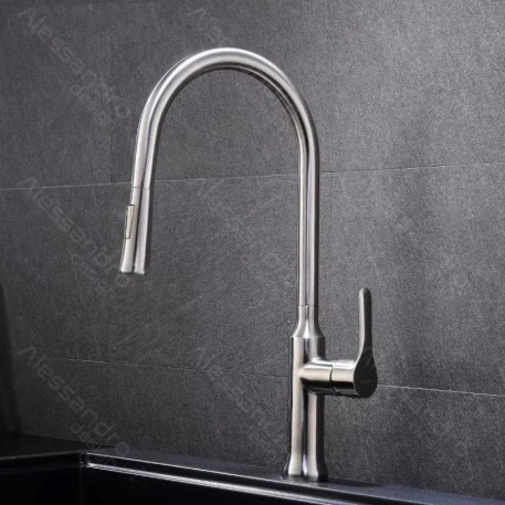 Baterie Bucatarie cu Dus Extractibil, Inox SUS304, Satinat, CF023 [1]