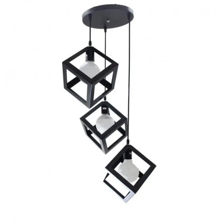 Lustra Forma Cub, STRUKTUR Cluster, 3 x E27, Negru, Metal [1]