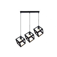 Lustra Forma Cub, STRUKTUR Linear Trio, 3x E27, Negru, Metal Lustra Forma Cub, STRUKTUR Linear Trio, 3x E27, Negru, Metal