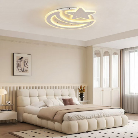 Lustra LED cu telecomanda CORALIA RGB 81W, Luna si Stea, lumina Rece/Calda/Neutra Dimabila Alb [1]