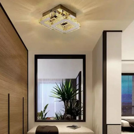 Lustra LED cu cristal JEREMIAH 34W, 2 Patrate, lumina Rece/Calda/Neutra, Dimabila, Crom Lucios [1]