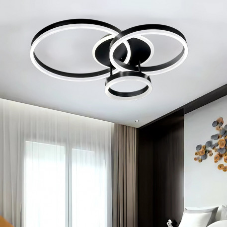 Lustra LED cu telecomanda RIGA LILITH, 94W, 3 Cercuri, lumina Rece/Calda/Neutra, Dimabila, Negru [1]