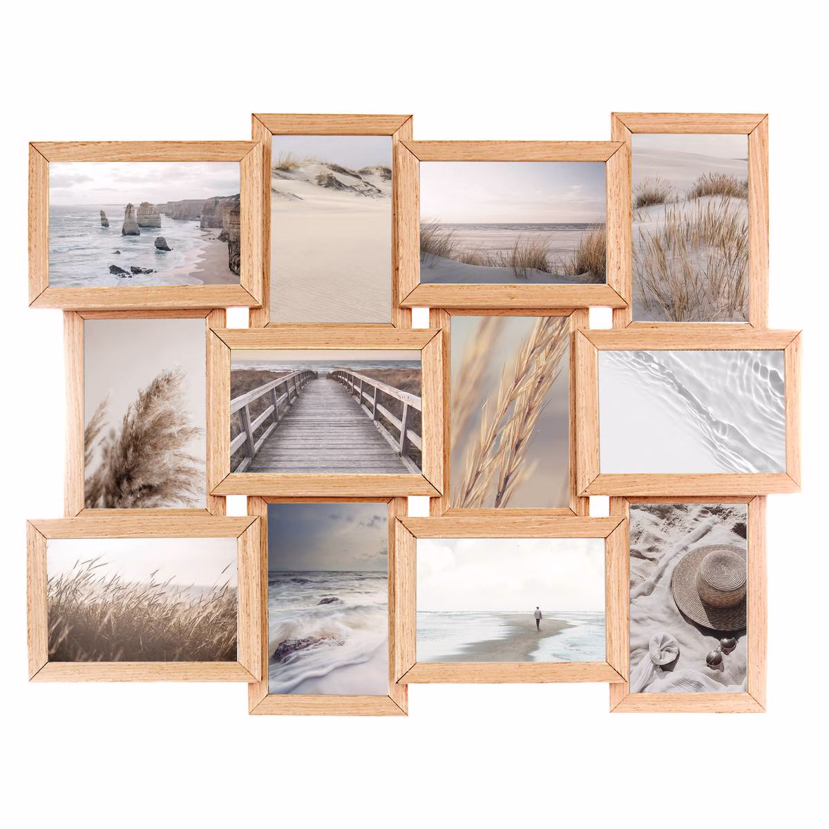 Rama foto multipla Atmosphera Mia pentru 12 fotografii 10x15 cm, MDF, 59x45 cm, natur